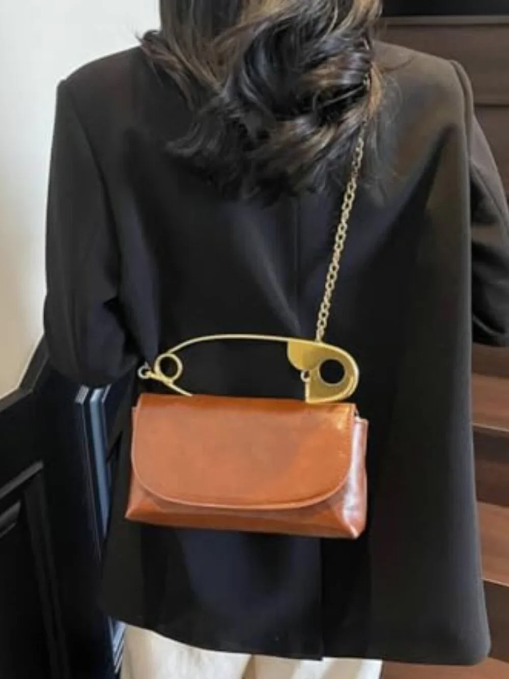 Faux Leather Hobo Tote Bag Crossbody Shoulder Purse with Chain Strap